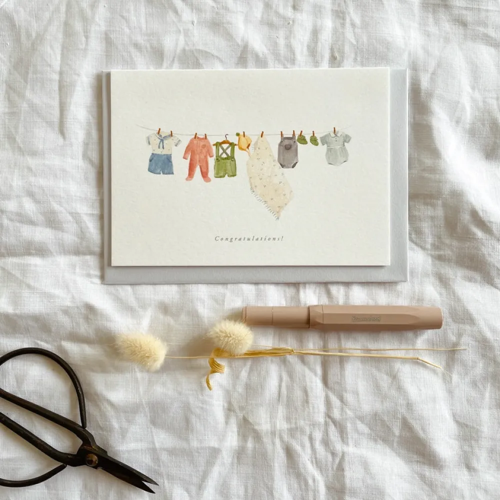 Baby clothes washing line card 'Congratulations'|Cottontails Baby Clearance