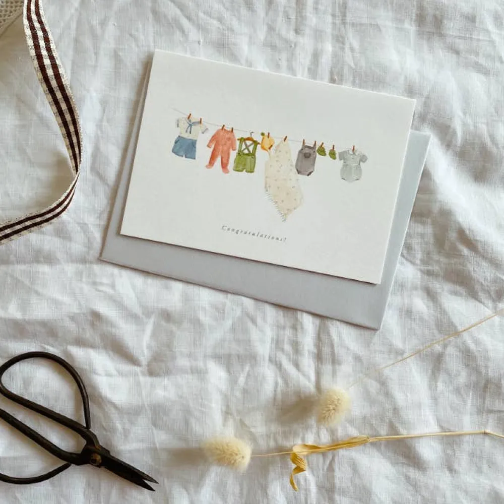 Baby clothes washing line card 'Congratulations'|Cottontails Baby Clearance