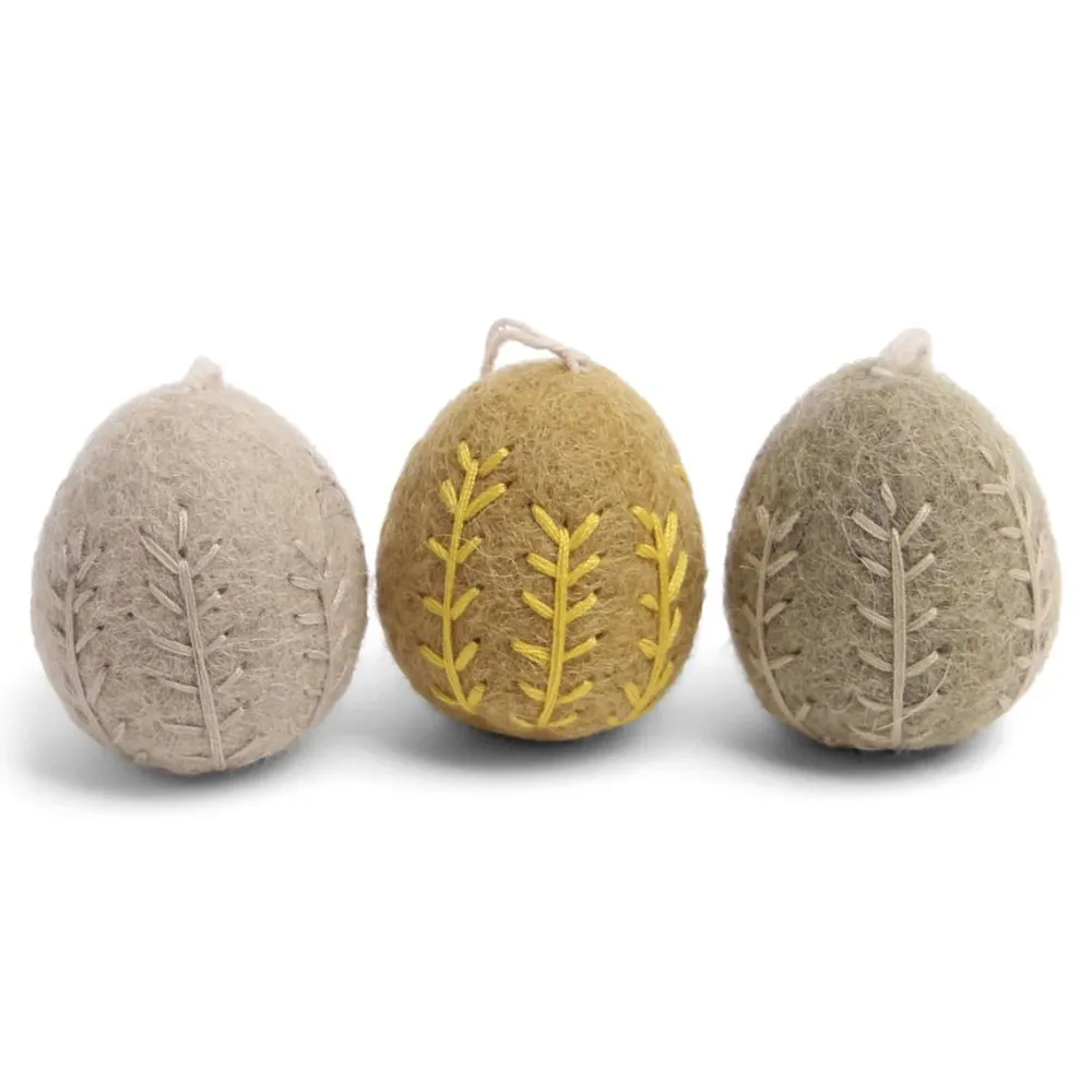 En Gry & Sif - three handmade felt embroidered eggs|Cottontails Baby Outlet