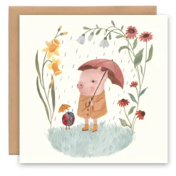 Greeting Card - Little Pig in the Rain|Cottontails Baby
