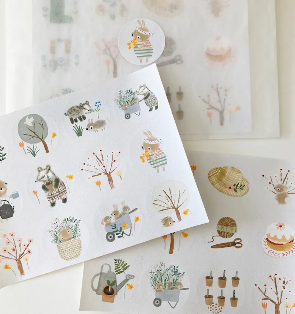 Handmade Paper Stickers - Spring|Cottontails Baby Hot