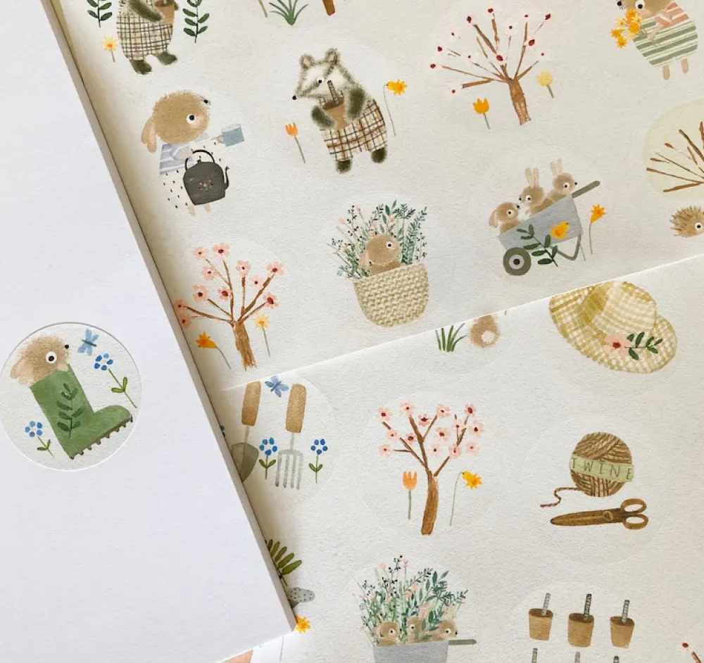 Handmade Paper Stickers - Spring|Cottontails Baby Hot