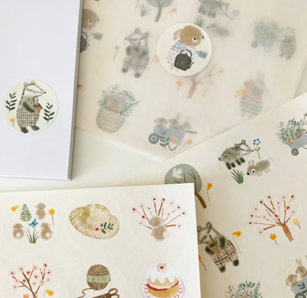 Handmade Paper Stickers - Spring|Cottontails Baby Hot