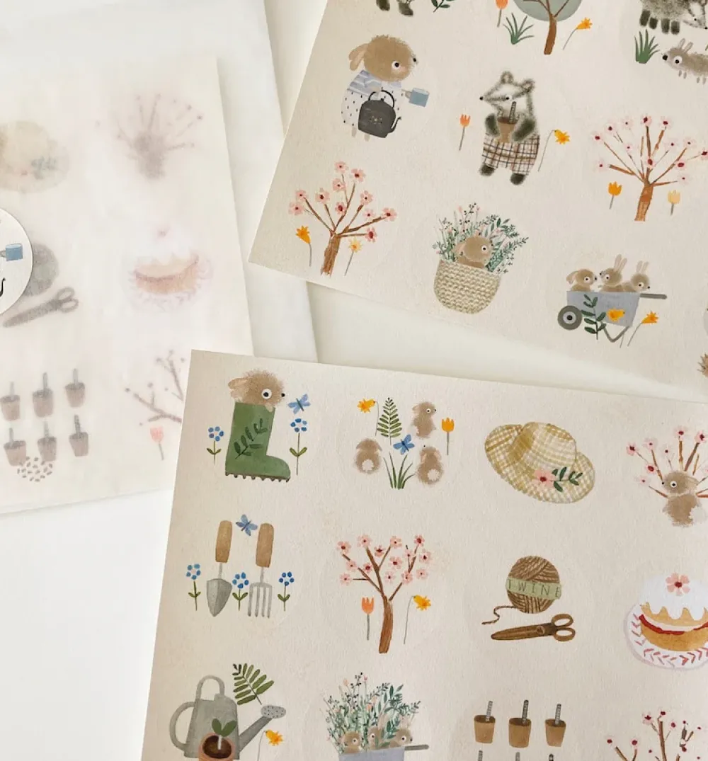 Handmade Paper Stickers - Spring|Cottontails Baby Hot