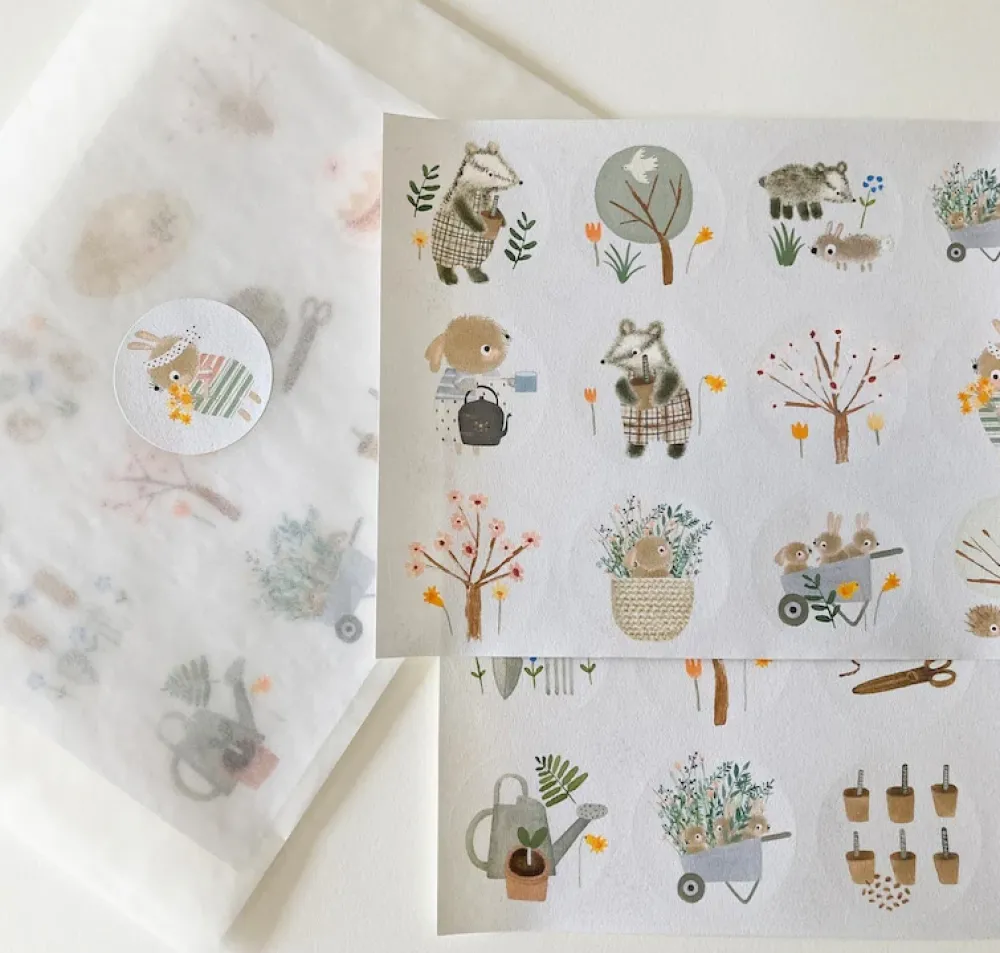 Handmade Paper Stickers - Spring|Cottontails Baby Hot
