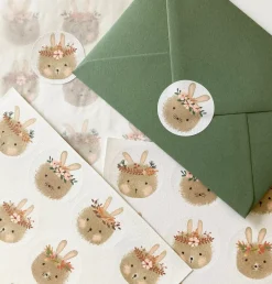 Handmade Paper Stickers - Bunny Heads|Cottontails Baby Best