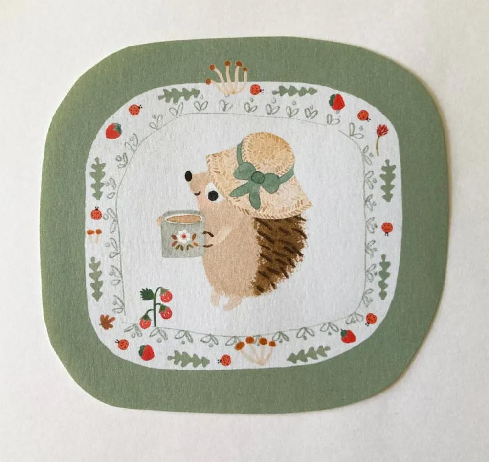 Handmade Paper Stickers - Hedgehog & Bunny|Cottontails Baby Hot