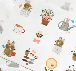Handmade Paper Stickers - Gardening Bunnies|Cottontails Baby New