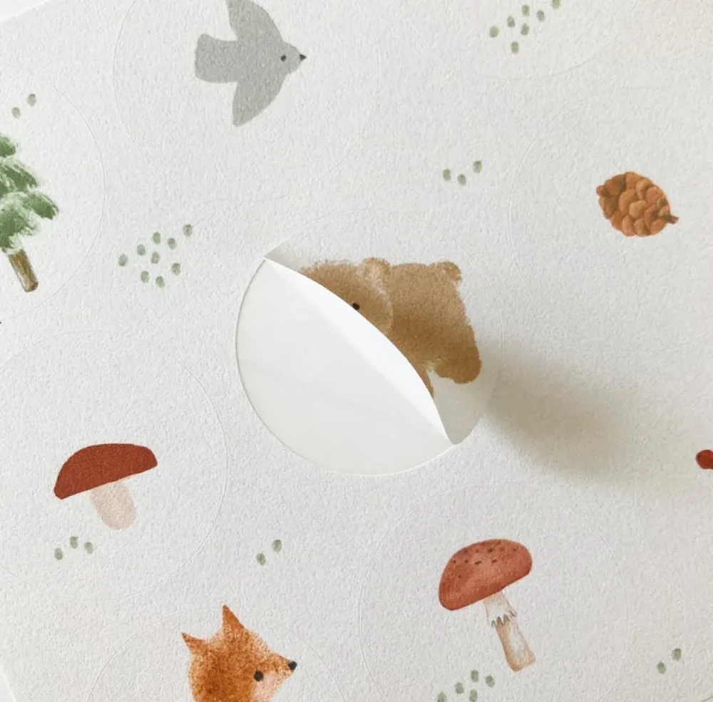 Handmade Paper stickers - White Woodland|Cottontails Baby