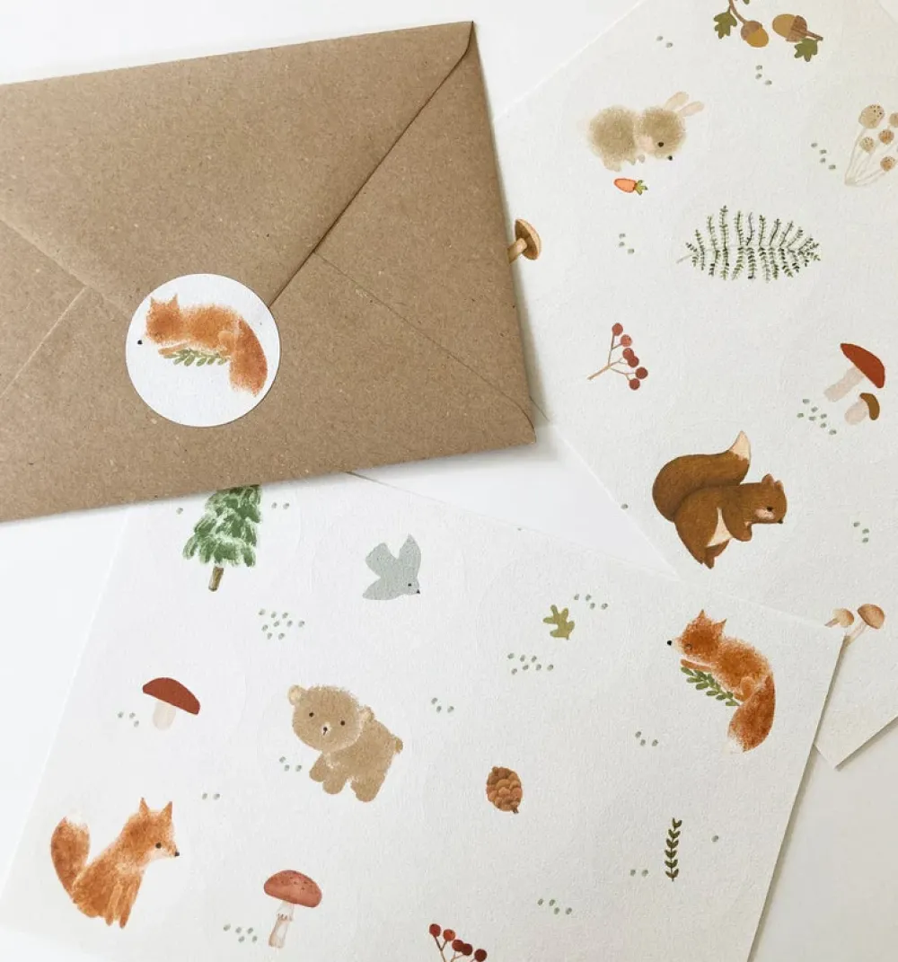 Handmade Paper stickers - White Woodland|Cottontails Baby