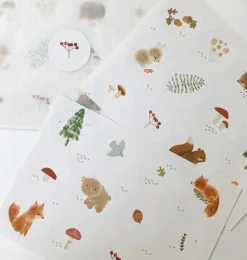Handmade Paper stickers - White Woodland|Cottontails Baby