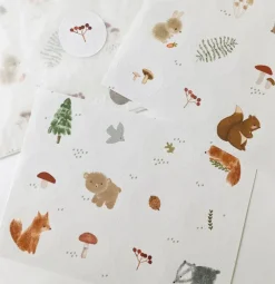 Handmade Paper stickers - White Woodland|Cottontails Baby