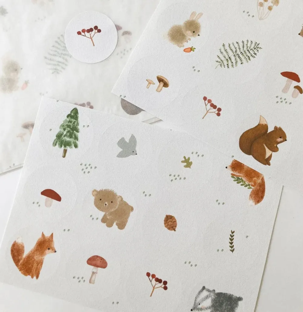 Handmade Paper stickers - White Woodland|Cottontails Baby