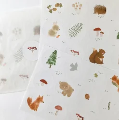 Handmade Paper stickers - White Woodland|Cottontails Baby