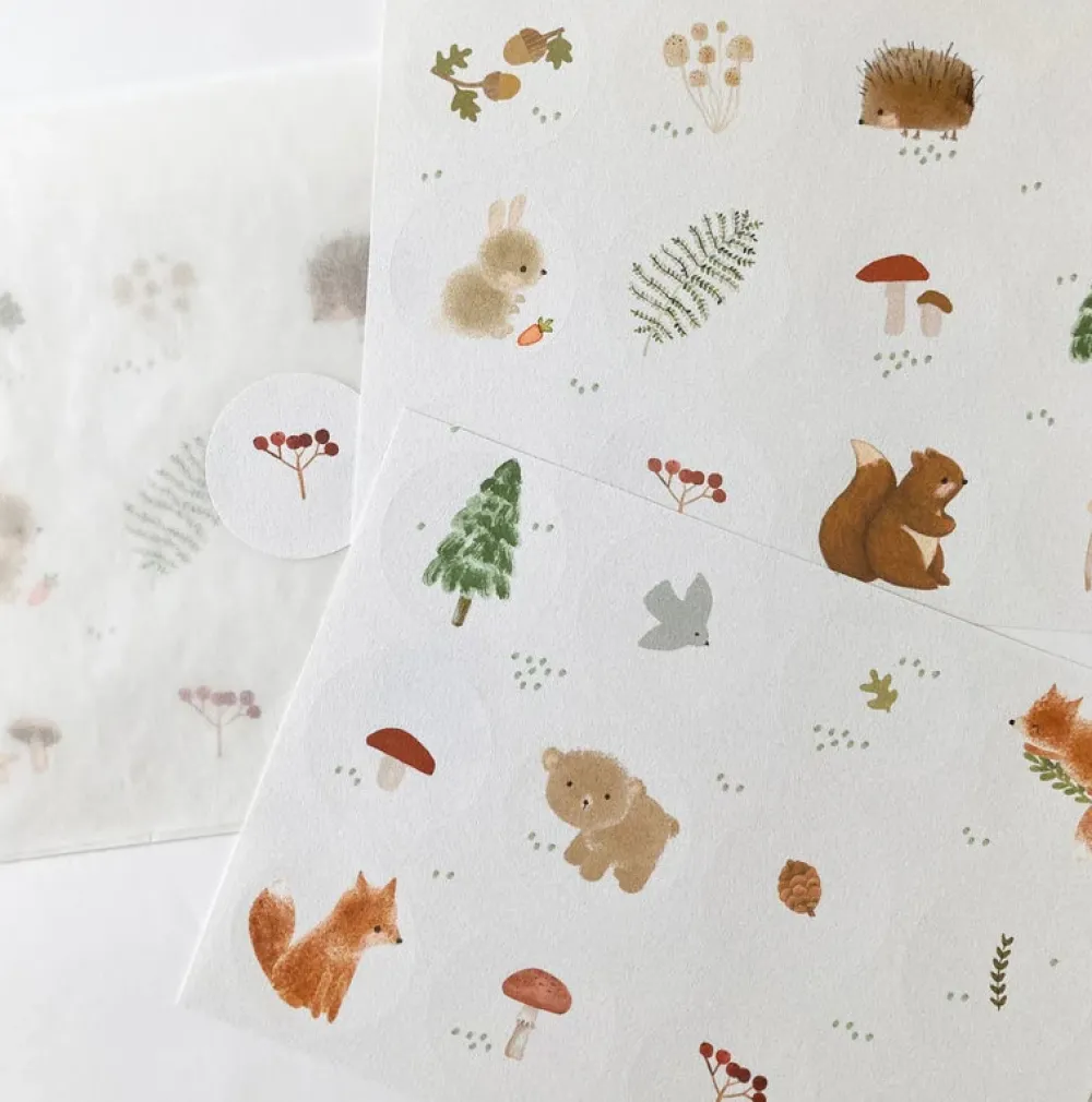 Handmade Paper stickers - White Woodland|Cottontails Baby