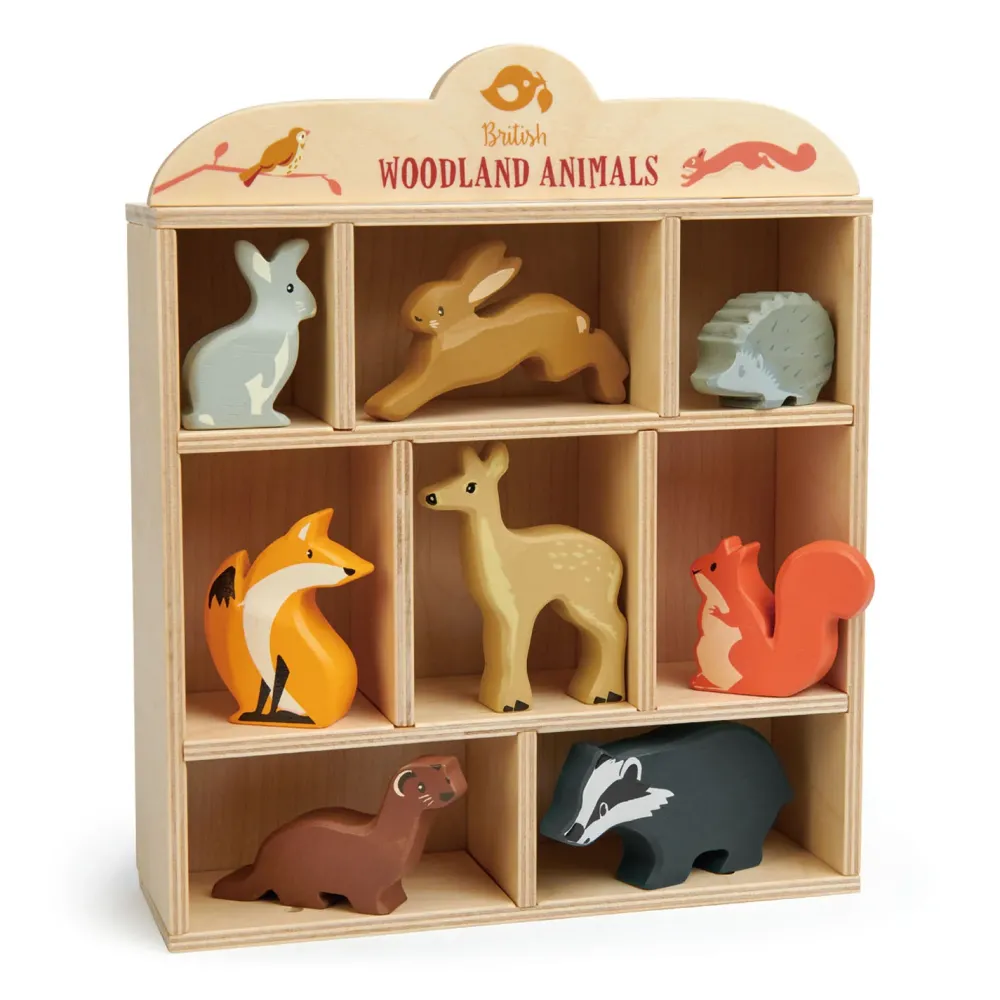 Little wooden woodland animal collection - 8 animals and shelf|Cottontails Baby Online