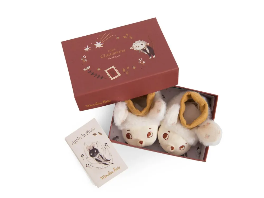 Moulin Roty Apres la Pluie baby slippers - sheep|Cottontails Baby New