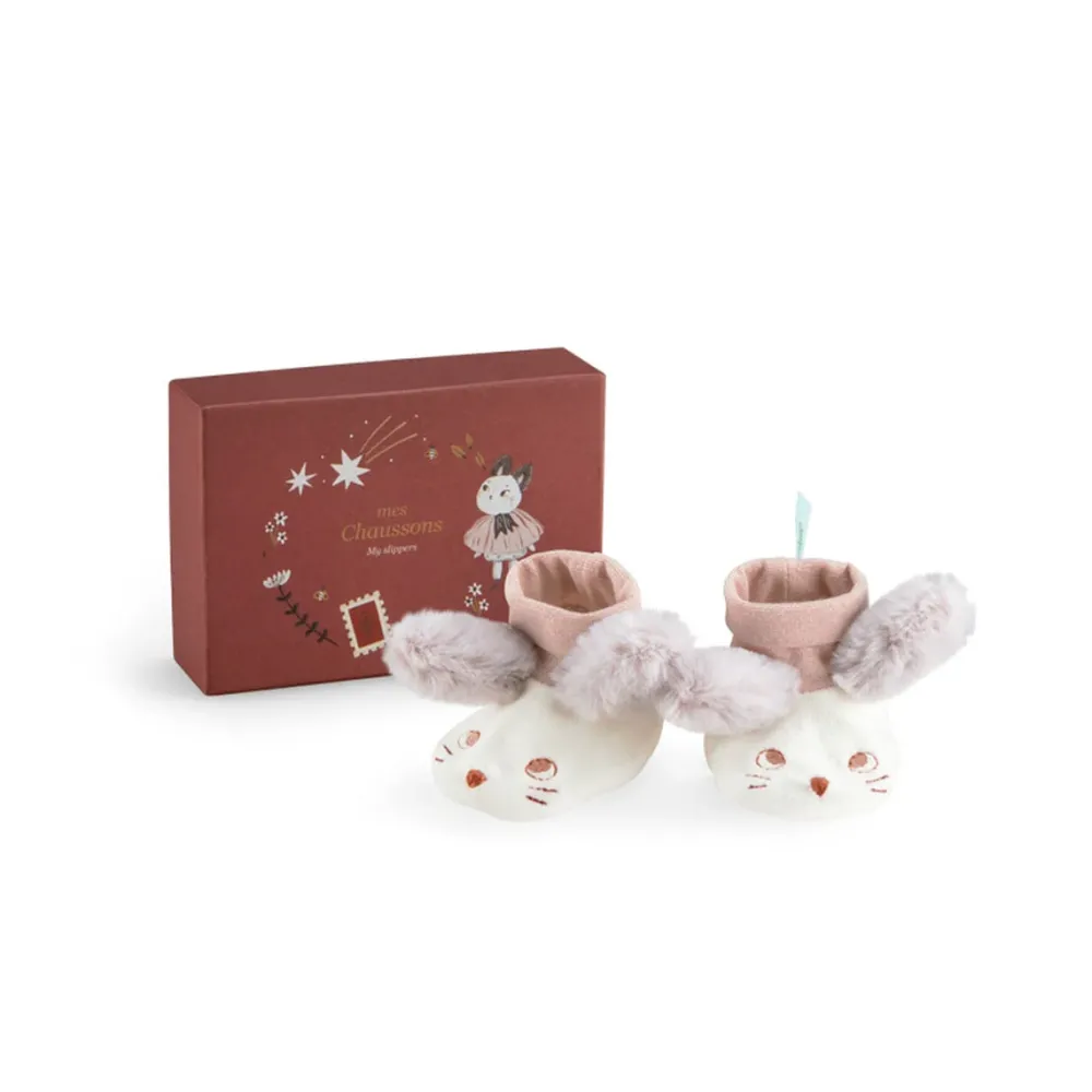 Moulin Roty Apres la Pluie baby slippers - mouse|Cottontails Baby Discount