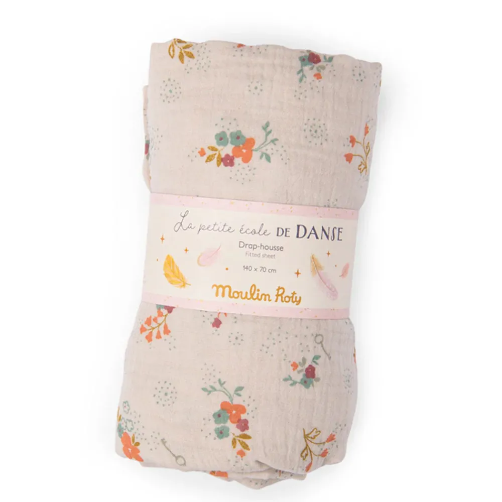 Moulin Roty Floral Fitted Cot Sheet 140 x 70cm|Cottontails Baby Online