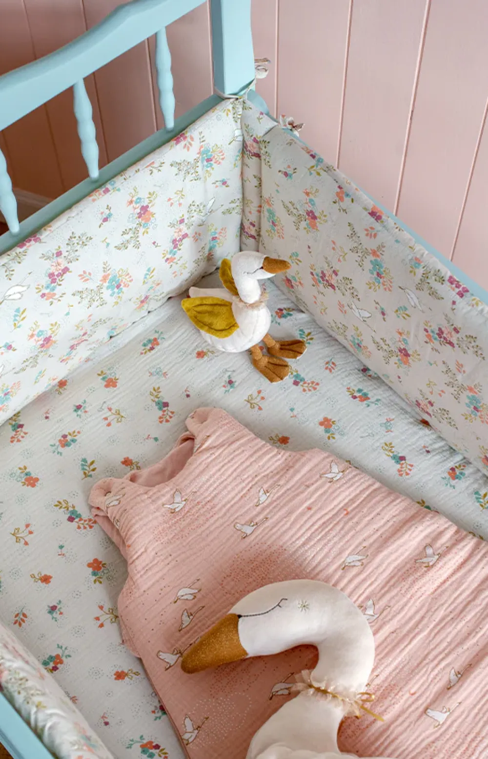 Moulin Roty Pink Swans Baby Quilt 90cm|Cottontails Baby Sale