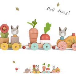 Moulin Roty Three Rabbits Pull-along Wooden Train|Cottontails Baby Outlet