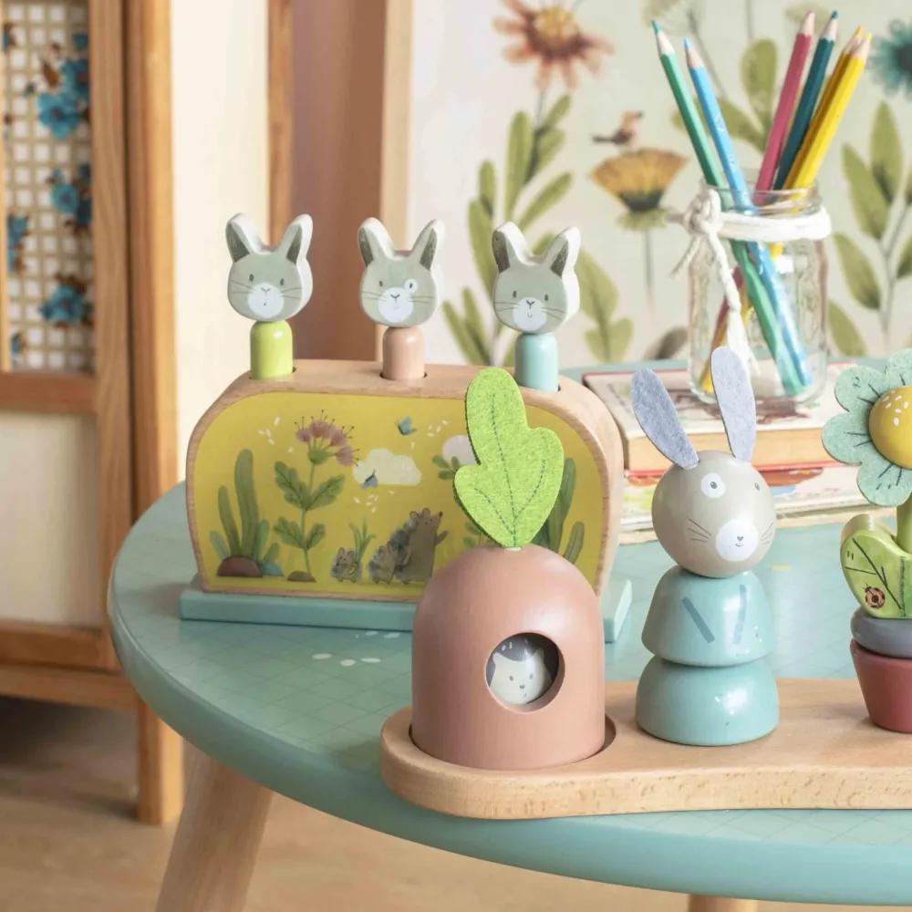 Moulin Roty Three Rabbits Wooden Stacking Toy|Cottontails Baby Hot