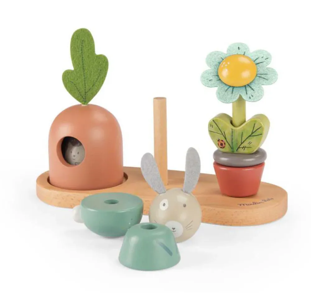 Moulin Roty Three Rabbits Wooden Stacking Toy|Cottontails Baby Hot