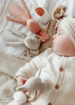 Mr Pickles Cotton Linen Elephant Rattle|Cottontails Baby New