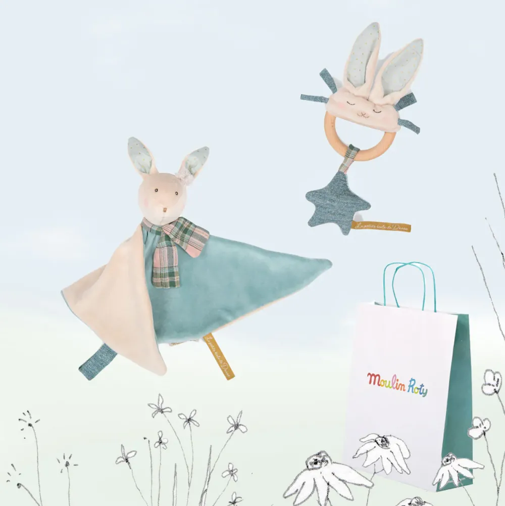 New Baby Gift Set - two blue bunnies|Cottontails Baby New