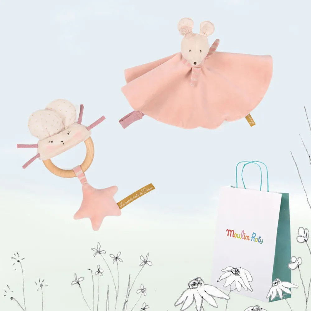 New Baby Gift Set - two pink mice|Cottontails Baby Hot