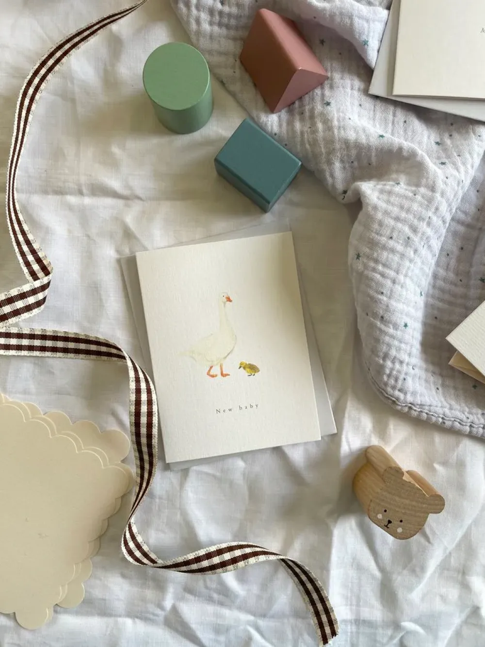 Petite goose & gosling card 'New Baby'|Cottontails Baby Hot
