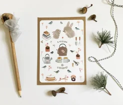 Postcard & Envelope - Bunny Teatime|Cottontails Baby Hot
