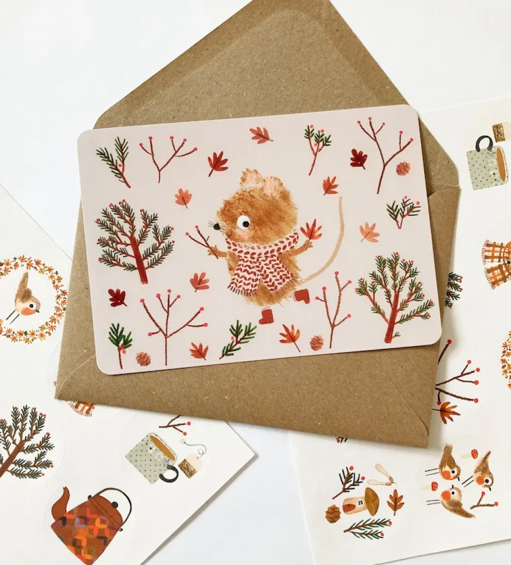 Postcard & Envelope - Harvest Mouse|Cottontails Baby New