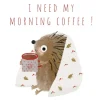 Postcard & Envelope - Hedgehog & Morning Coffee|Cottontails Baby Clearance
