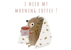 Postcard & Envelope - Hedgehog & Morning Coffee|Cottontails Baby Clearance