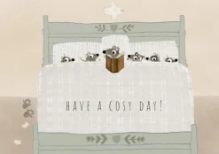 Postcard & Envelope - Mouse Family in Bed / Cosy Day|Cottontails Baby Outlet