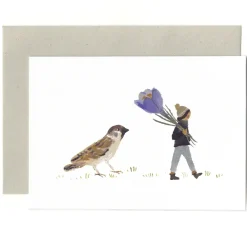 Sparrow and Crocus Card|Cottontails Baby Hot